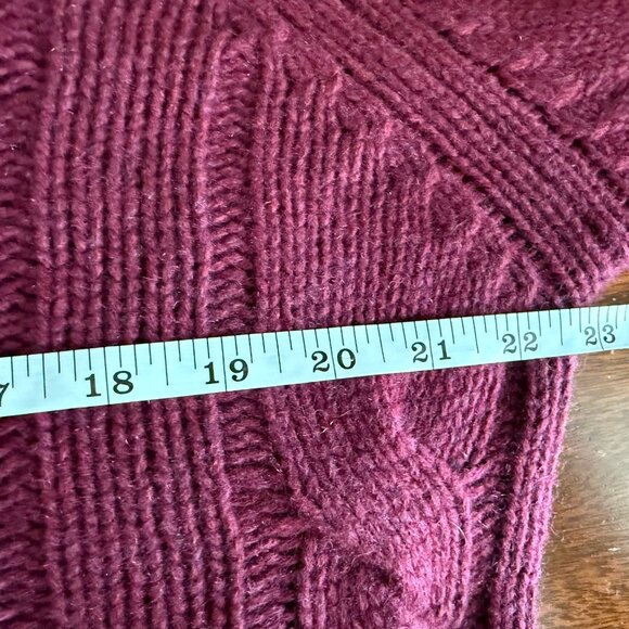 VonBraun,Made in Italy, Burgundy Cable Turtlenk-Thick 100% Cashmere Sweater, LG - Picture 9 of 10